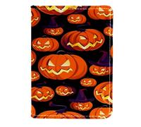 VAPOKF Porte-passeport en cuir avec citrouille d'Halloween avec chapeau de sorcière, 11,5 x 16,5 cm, multicolore, 11.5x16.5cm/4.5x6.5 in, Vintage