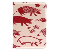 VAPOKF Porte-passeport en cuir avec inscription Happy Chinese New Year of Pig 11,5 x 16,5 cm, multicolore, 11.5x16.5cm/4.5x6.5 in, Vintage