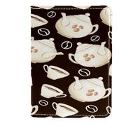 VAPOKF Porte-passeport en porcelaine pour théière et tasse à thé, étui de voyage en cuir, 11,5 x 16,5 cm, multicolore, 11.5x16.5cm/4.5x6.5 in, Vintage