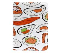 VAPOKF Porte-passeport japonais en cuir pour passeport, viande de saumon, sushis, 11,5 x 16,5 cm, multicolore, 11.5x16.5cm/4.5x6.5 in, Vintage