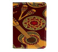 VAPOKF Porte-passeport mexicain en cuir avec motif tête de mort pour guitare, cactus chili, 11,5 x 16,5 cm, multicolore, 11.5x16.5cm/4.5x6.5 in, Vintage