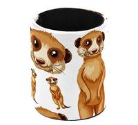 VAPOKF Porte-stylos pour bureau, pot à crayons, pinceaux de maquillage, fournitures de bureau, organiseur pour la maison et le bureau - Suricates mignonnes de dessin animé sur fond blanc
