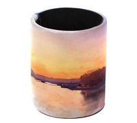 VAPOKF Pot à stylos pour bureau, pot à crayons, pinceaux de maquillage, rangement de fournitures de bureau pour la maison, le bureau - Aquarelle Paris Tour Seine au crépuscule