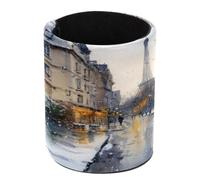 VAPOKF Pot à stylos pour bureau, pot à crayons, pinceaux de maquillage, rangement de fournitures de bureau pour la maison et le bureau - Aquarelle Hiver Paris Street