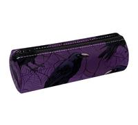 VAPOKF Raven on Web Trousse à crayons en cuir synthétique avec imprimé violet pour fournitures scolaires et de bureau, multicolore, 20x6.3x6.3 CM, Trousse à crayons