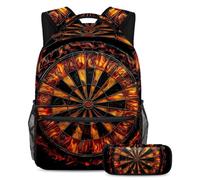 VAPOKF Red Fire Jeu de fléchettes pour adolescentes, filles, garçons, enfants, sac à dos avec trousse à crayons pour l'école primaire, secondaire et lycée, multicolore, Taille unique, Ensemble