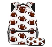 VAPOKF Rows of American Footballs Ensemble cartable pour adolescentes, filles, garçons, enfants, sac à dos avec trousse à crayons pour l'école primaire, secondaire et lycée