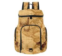VAPOKF Sac à dos de basket-ball, sac de sport avec compartiment à chaussures pour football, football, volley-ball, natation, gym, voyage, carte du monde rétro, train de bateau