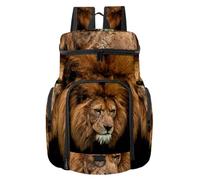 VAPOKF Sac à dos de basket-ball, sac de sport avec compartiment à chaussures pour football, football, volley-ball, natation, gym, voyage, portrait du roi lion