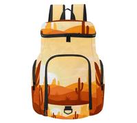 VAPOKF Sac à dos de basket-ball, sac de sport avec compartiment à chaussures pour football, football, volley-ball, natation, gym, voyage, paysage avec illustration du coucher du soleil du désert et