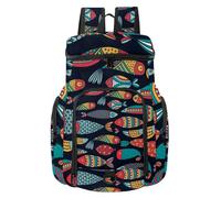 VAPOKF Sac à dos de basket-ball, sac de sport avec compartiment pour ballon et chaussures pour football, football, volley-ball, natation, gym, voyage, poissons du monde sous-marin coloré