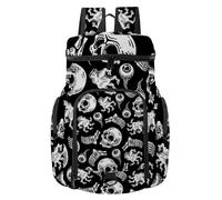 VAPOKF Sac à dos de basket-ball, sac de sport avec compartiment pour ballon et chaussures pour football, football, volley-ball, natation, gym, voyage, horreur tête de mort, globe oculaire, zombie main