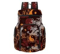 VAPOKF Sac à dos de basket-ball, sac de sport avec compartiment pour ballon et chaussures pour football, football, volley-ball, natation, gym, voyage, élément chinois Tai Chi Dragon