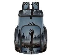 VAPOKF Sac à dos de basket-ball, sac de sport avec compartiment pour ballon et chaussures pour football, football, volley-ball, natation, gym, voyage, zombie effrayant sorti du cimetière