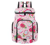 VAPOKF Sac à dos de basket-ball, sac de sport avec compartiment pour ballon et chaussures pour football, football, volley-ball, natation, gym, voyage, fruits du dragon, motif tropical pitayas rose