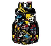 VAPOKF Sac à dos de basket-ball, sac de sport avec compartiment pour ballon et chaussures pour football, football, volley-ball, natation, gym, voyage, motif voiture monstre