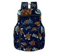 VAPOKF Sac à dos de basket-ball, sac de sport avec compartiment pour ballon et chaussures pour football, football, volley-ball, natation, gym, voyage, tortues de dessin animé nagent sur la mer
