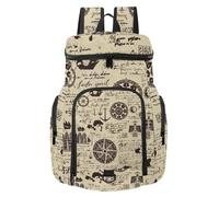 VAPOKF Sac à dos de basket-ball, sac de sport avec compartiment pour ballon et chaussures pour football, football, volley-ball, natation, gym, voyage, manuscrit vintage, caravanes, rose du vent