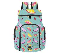VAPOKF Sac à dos de basket-ball, sac de sport avec compartiment pour ballon et chaussures pour football, football, volley-ball, natation, gym, voyage, fruits exotiques, citron et dragon