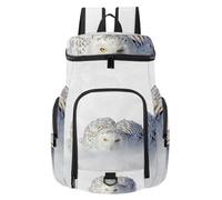 VAPOKF Sac à dos de basket-ball, sac de sport avec compartiment pour ballon et chaussures pour football, football, volley-ball, natation, gym, voyage, hibou enneigé, oiseau rare blanc
