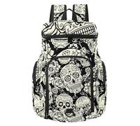 VAPOKF Sac à dos de basket-ball, sac de sport avec compartiment pour ballon et chaussures pour football, football, volley-ball, natation, gym, voyage, Day of the Dead Sugar Skull Floral Flower Pattern