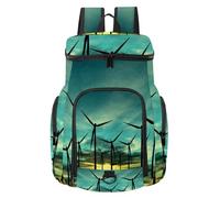 VAPOKF Sac à dos de basket-ball, sac de sport avec compartiment pour ballon et chaussures pour football, football, volley-ball, natation, gym, voyage, éolienne, ferme au coucher du soleil
