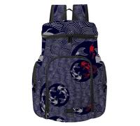 VAPOKF Sac à dos de basket-ball, sac de sport avec compartiment pour ballon et chaussures pour football, football, volley-ball, natation, gym, voyage, vagues japonaises et carpes koï, tai-chi, motif