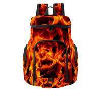 VAPOKF Sac à dos de basket-ball, sac de sport avec compartiment pour ballon et chaussures pour football, football, volley-ball, natation, gym, voyage, flamme de dragon de feu, danger de brûlure