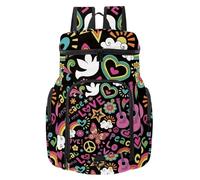 VAPOKF Sac à dos de basket-ball, sac de sport avec compartiment pour ballon et chaussures pour football, football, volley-ball, natation, gym, voyage, guitare, fleur, paix, amour