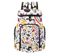 VAPOKF Sac à dos de basket-ball, sac de sport avec compartiment pour ballon et chaussures pour football, football, volley-ball, natation, gym, voyage, toucans, guitare, ananas, palmier, motif Hola