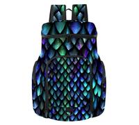 VAPOKF Sac à dos de basket-ball, sac de sport avec compartiment pour ballon et chaussures pour football, football, volley-ball, natation, gym, voyage, reptile écailles de dragon, sirène, bleu brillant