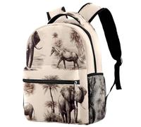 VAPOKF Sac à dos d'école, sac de voyage décontracté pour femmes, adolescents, filles, garçons, éléphants d'Afrique, animaux de safari