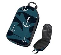 VAPOKF Sac de rangement pour ustensiles de camping de voyage, ancre avec silhouettes de baleines, sac de rangement pour ustensiles de cuisine, pochette de rangement pour barbecue en plein air, sac