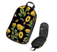VAPOKF Sac de rangement pour ustensiles de camping de voyage, coccinelle sur feuille de tournesol et abeilles volantes, sac de rangement pour ustensiles de cuisine, pochette de rangement pour barbecue