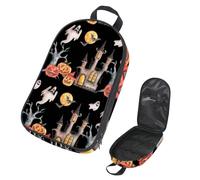 VAPOKF Sac de rangement pour ustensiles de camping de voyage, Halloween, arbre mort, château, fantôme, citrouille, sac de rangement pour ustensiles de cuisine, pochette de rangement pour barbecue en