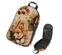 VAPOKF Sac de rangement pour ustensiles de camping de voyage, sac de rangement marron pour chien et empreintes de pattes Corgi pour ustensiles de cuisine, pochette de rangement pour barbecue en plein