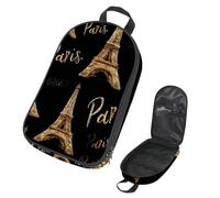 VAPOKF Sac de rangement pour ustensiles de camping de voyage, tours de Paris sur sac de rangement noir pour ustensiles de cuisine, accessoires de cuisine, pochette de rangement pour barbecue en plein