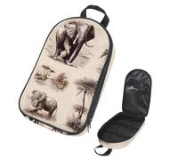 VAPOKF Sac de rangement pour ustensiles de voyage, camping, éléphant africain, animaux de safari, sac de rangement pour ustensiles de cuisine, pochette de rangement pour barbecue en plein air, sac