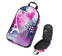 VAPOKF Sac de rangement pour ustensiles de voyage et de camping, motif cœur romantique Paris avec tour de rangement pour ustensiles de cuisine, accessoires de cuisine, pochette de rangement pour