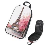 VAPOKF Sac de rangement pour ustensiles de voyage et de camping, motif Tour de Paris en fleurs, sac de rangement pour ustensiles de cuisine, accessoires de cuisine, pochette de rangement pour barbecue