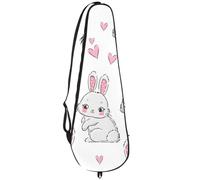 VAPOKF Sac de raquette de badminton, sac à main pour raquette de badminton, sac à main pour 2 raquettes, lapin mignon et cœur rose