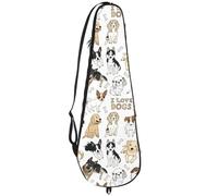 VAPOKF Sac de raquette de badminton, sac à main pour raquette de badminton, sac à main pour raquette de tennis, sac à pagaie pour 2 raquettes, I Love Dogs and Bones