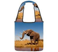 VAPOKF Sac fourre-tout en toile africaine avec éléphants amusants, sac à main pour femme, grand sac de transport réutilisable pour l'école, le travail, le bureau, les voyages, le shopping, décontracté