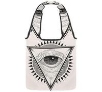 VAPOKF Sac fourre-tout en toile avec badge à un œil, sac à main pour femme, grand sac de transport réutilisable, sac à bandoulière pour l'école, le travail, le bureau, les voyages, le magasinage