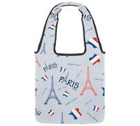 VAPOKF Sac fourre-tout en toile avec carte de France et tour de Paris, sac à main pour femme, grand sac de transport réutilisable, sac à bandoulière pour l'école, le travail, le bureau, les voyages