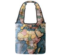 VAPOKF Sac fourre-tout en toile avec carte de voyage africaine, grand sac de transport réutilisable pour l'école, le travail, le bureau, les voyages, le magasinage décontracté