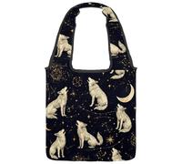 VAPOKF Sac fourre-tout en toile avec constellations de loups hurlants, sacs à main pour femme, grand sac de transport réutilisable, sac à bandoulière pour l'école, le travail, le bureau, les voyages