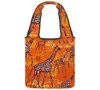 VAPOKF Sac fourre-tout en toile avec motif girafe africaine sur fond grunge, grand sac de transport réutilisable pour l'école, le travail, le bureau, les voyages, le shopping, décontracté