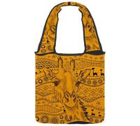 VAPOKF Sac fourre-tout en toile avec motif tribal ethnique girafe africaine pour femme, grand sac de transport réutilisable, sac à bandoulière pour l'école, le travail, le bureau, les voyages, le