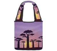 VAPOKF Sac fourre-tout en toile avec silhouette de baobab violet pour femme, grand sac de transport réutilisable pour l'école, le travail, le bureau, les voyages, le shopping, décontracté